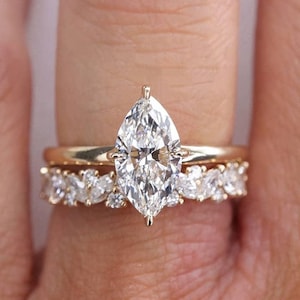 1.5 Carat Marquise Diamond Ring With Compass Prong Setting, Solitaire Diamond Engagement Ring, Anniversary Gifts, Diamond Ring For Women