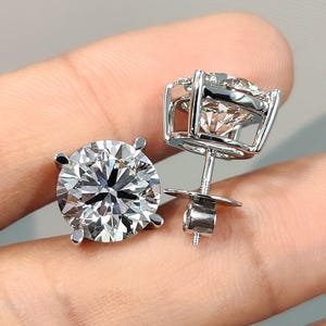 1.0 - 5.0 CT Diamond Stud Earring, Round Cut Lab Grown Diamond Earring, Anniversary Gifts For Her, Certified Diamond, Solitaire Stud Earring
