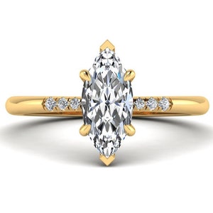 Marquise Lab Grown Diamond Engagement Ring Real Lab Diamond Solitaire Ring Anniversary Ring Gift Simple Marquise Diamond Ring for Proposal