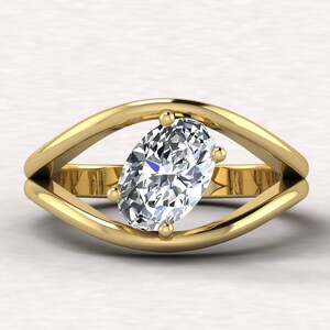 Oval Cut Lab Grown Diamond Ring Eye Shape Ring New & Unique Designed Diamond Ring IGI Certified Real Diamond Ring Engagement Ring for Her