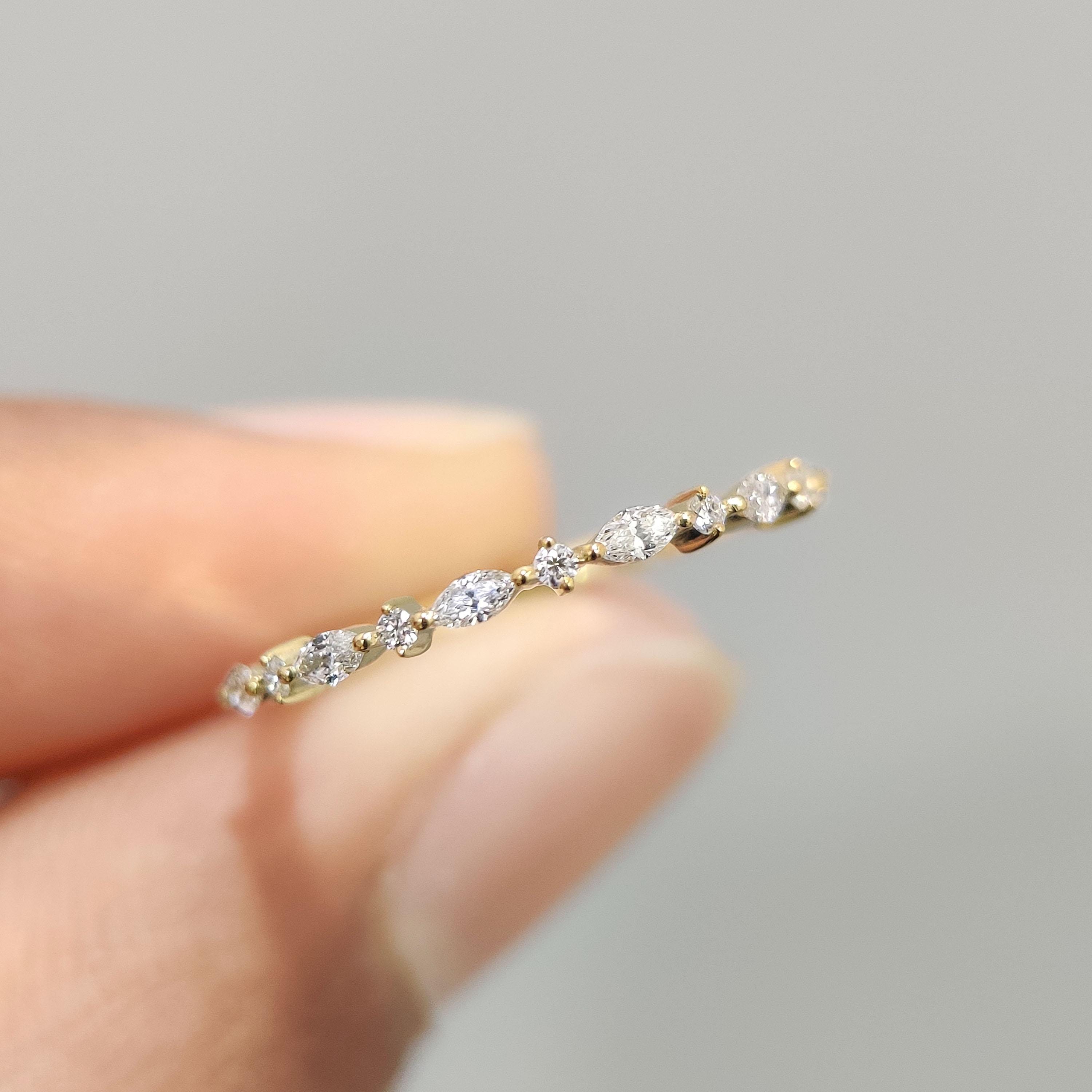 Alternating Marquise and Round Cut Lab Grown Diamond Band Marquise ...