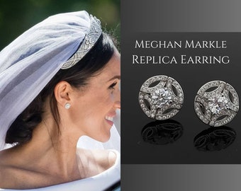 Meghan Markle Replica Earring, Lab Grown Diamond Earring, Stud Earring, Meghan Markle Wedding Earring, Diamond Earrings For Her, Solid Gold