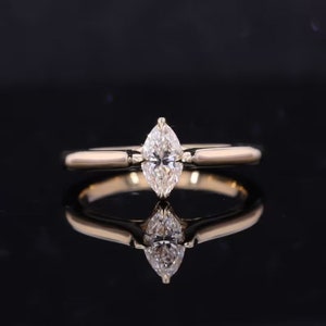 Marquise Cut Lab Grown Diamond Engagement Ring Solitaire Diamond Wedding Ring Minimalist Marquise Diamond Ring Compass Prong Set Ring