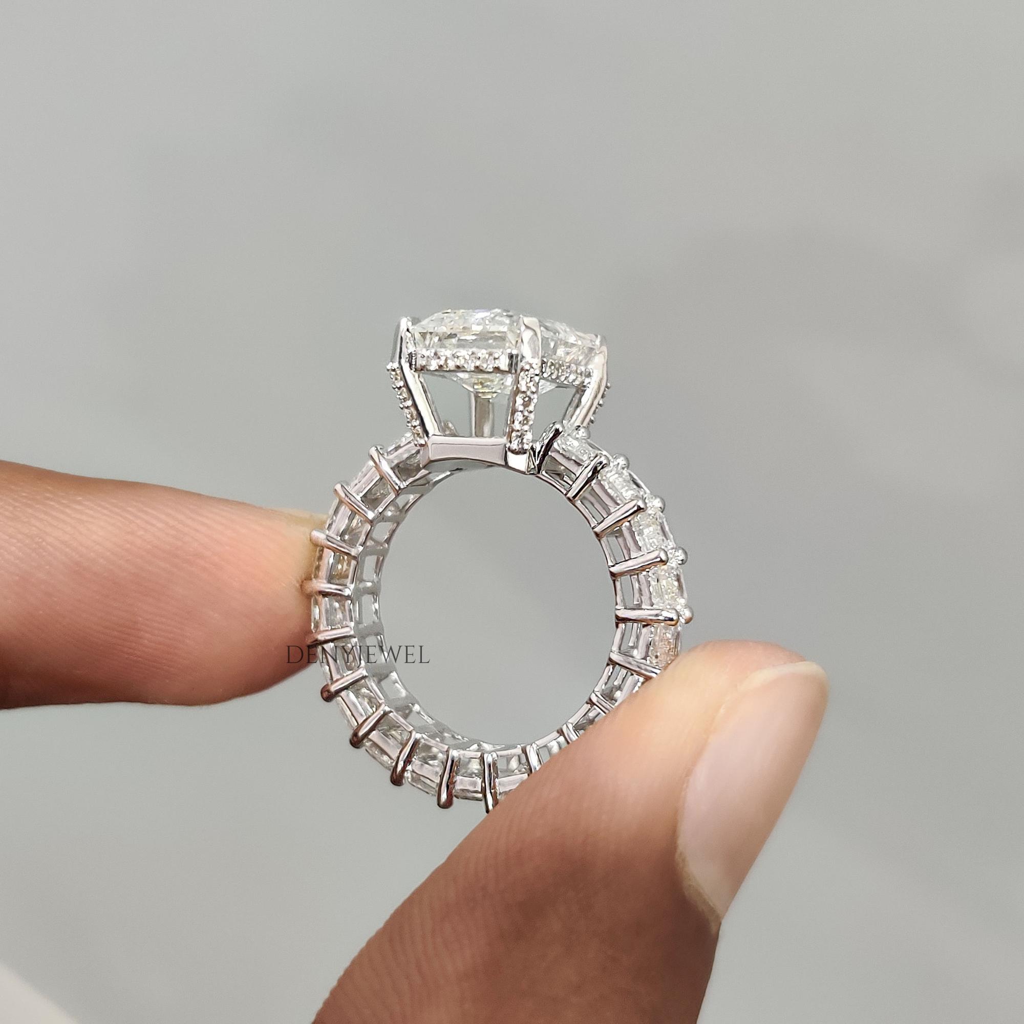 エメラルドカット ラボダイヤモンド リング K18YG 3.250 ct K18YG 