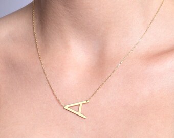Sideways Initial Necklace Sterling Silver | Etsy Sideways Initial Necklace Sterling Silver | Etsy