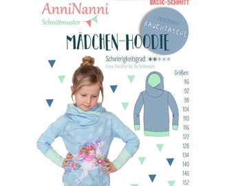 Paper Pattern Hoodie Hoodie Hoodie *Girlhoodie by Anni Nanni* BLUEBERRY Star Size 86-152