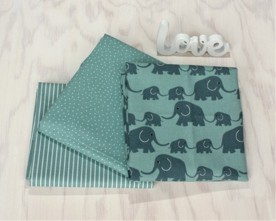 Meterware Oeko-tex®standard 100 / Streifen Stoffpaket Oder Uni Mint Capri Etsy Elefant / Elefant Westfalenstoff / Baumwolle / - Punkte