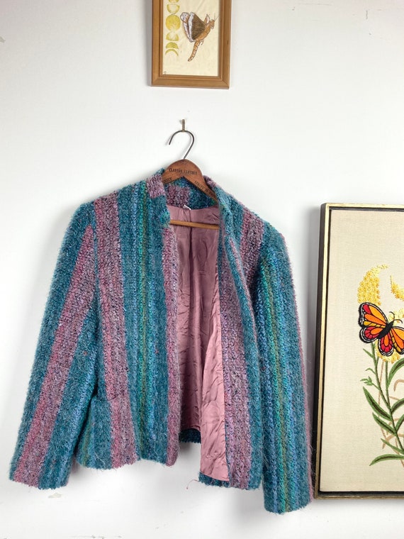 Vintage mohair pastel striped jacket - image 4
