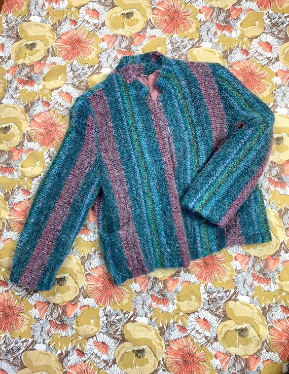 Vintage mohair pastel striped jacket - image 6