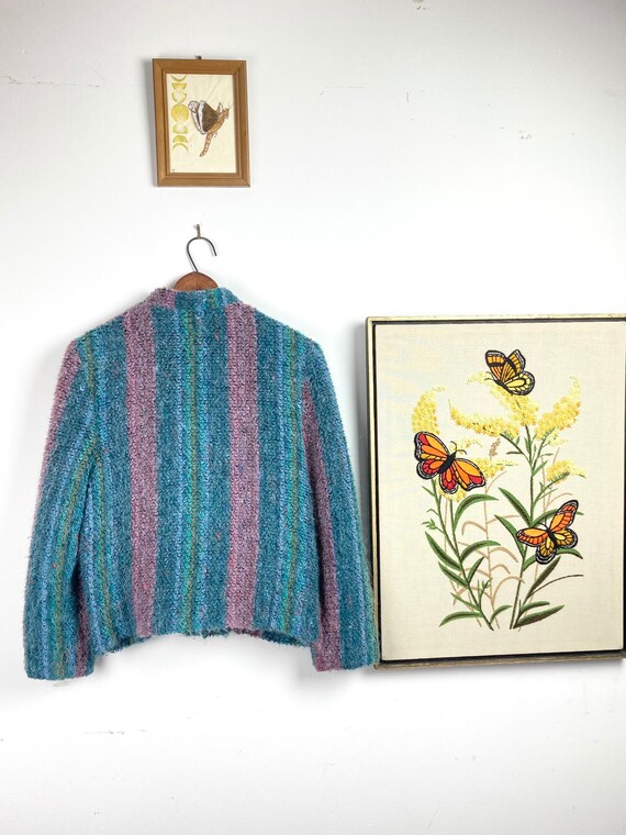 Vintage mohair pastel striped jacket - image 2