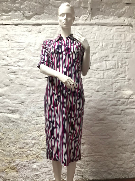 Vintage Striped Pattern Summer Shirt Dress