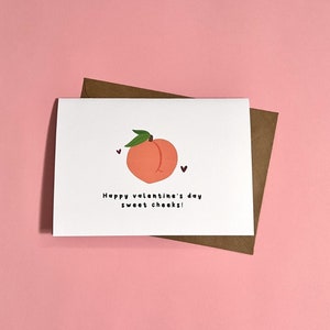 Valentine's Day, Sweet Cheeks, Peach, Peachy, Pun, Cheeky, Valentine's Day Cards, Valentine's Cards, Heart, Love