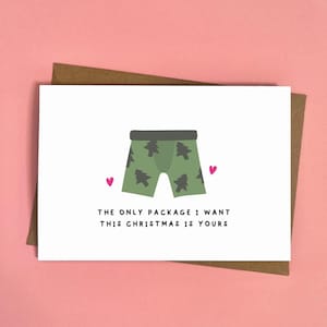 O Único Pacote Que Eu Quero Neste Natal É Seu, Boxer Shorts, Cartão de Natal, Engraçado, Atrevido, Cartões de Natal, Humor, Trocadilho, Trocadilho de Natal