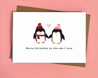 To The One I Love, Penguins, Merry Christmas, Cute, Love, Other Half, Individual or Pack, Christmas Card