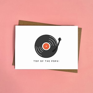Carte vinyle Top of the Pops, carte drôle de fête des pères, tourne-disque, carte d'anniversaire, carte pour papa, meilleur papa, Top pop
