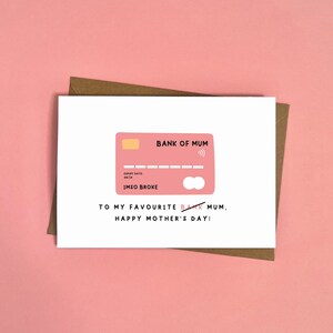 Bank Of Mum, Mother&#39;s Day Card, Funny Mum Card, Birthday Card, Best Mum Ever, Card for Mum, Mum Birthday Card, Sarcastic Card, Mum Birthday,