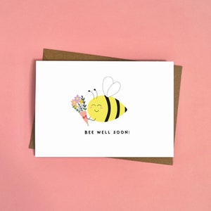 Bientôt l'abeille, Carte Abeille, Guérir bientôt, Fleurs, Carte de condoléances, Une pensée pour vous, Câlins, Amour