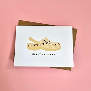 Joyeux Crocmas, carte de Noël croco, drôle, jeu de mots, humour, crocs, carte croco, carte de Noël, carte de Noël drôle
