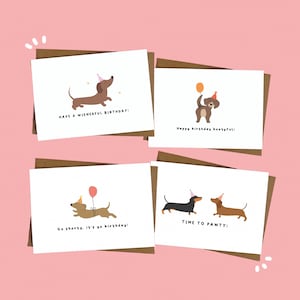 Pacote de cartão de aniversário de cachorro salsicha, bassê, cartões de aniversário, pacote, fofo, cartões de bassê, pacotes de cartões, aniversário, trocadilhos