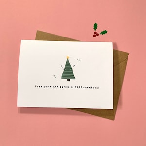 Tree-Mendous, Christmas Tree, Merry Christmas, Cute, Pun, Individual or Pack, Christmas Card, Funny