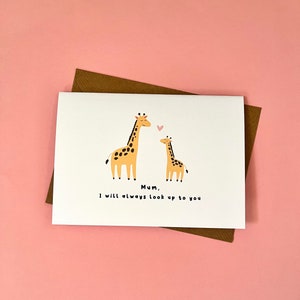 Biglietto per la festa della mamma con giraffa, ti guarderò sempre con ammirazione, festa della mamma, mamma, migliore mamma, madre, mamma, amore