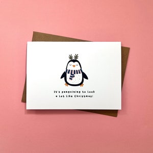 Carte de Noël pingouin, pingouin, Noël, carte de Noël, festif, carte pingouin, jeu de mots, humour, mignon