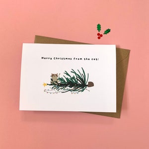 Merry Christmas from the Cat, Christmas Card, Individual or Pack, Festive, Funny, Festive, Christmas, Greetings Cards