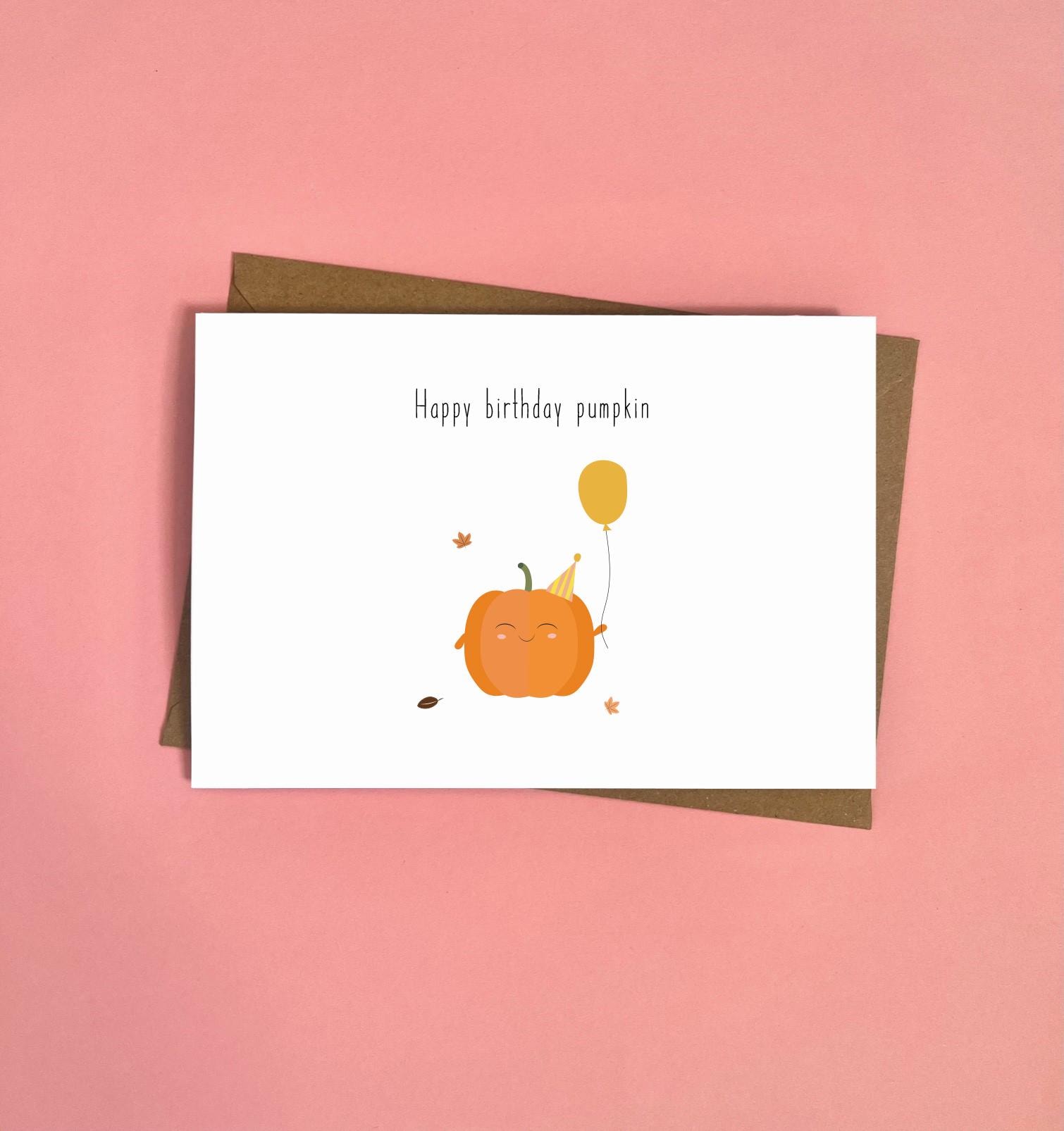 Happy Birthday Pumpkin Card, Orange Pumpkin, Autumn Birthday Card ...