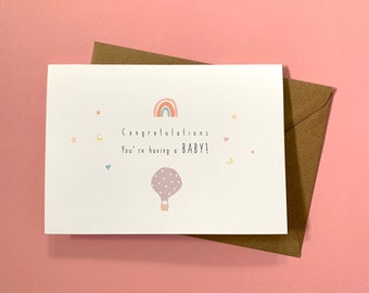 Pregnancy Card, Congratulations on your baby, You're having a baby, New Baby Card, Birth Announcement, Congratulations, Baby on the way