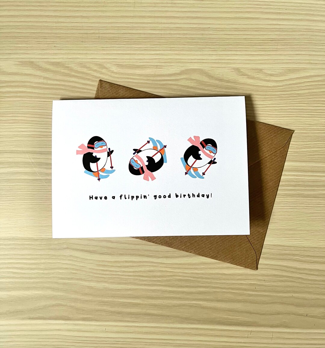 Have A Flippin' Good Birthday, Ski, Penguin, Cute, Birthday Card, Happy ...