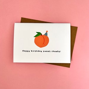 Happy Birthday süße Wangen, Pfirsich, Geburtstagskarte, Geburtstag, Obst, Wortspiel, Humor, lustig