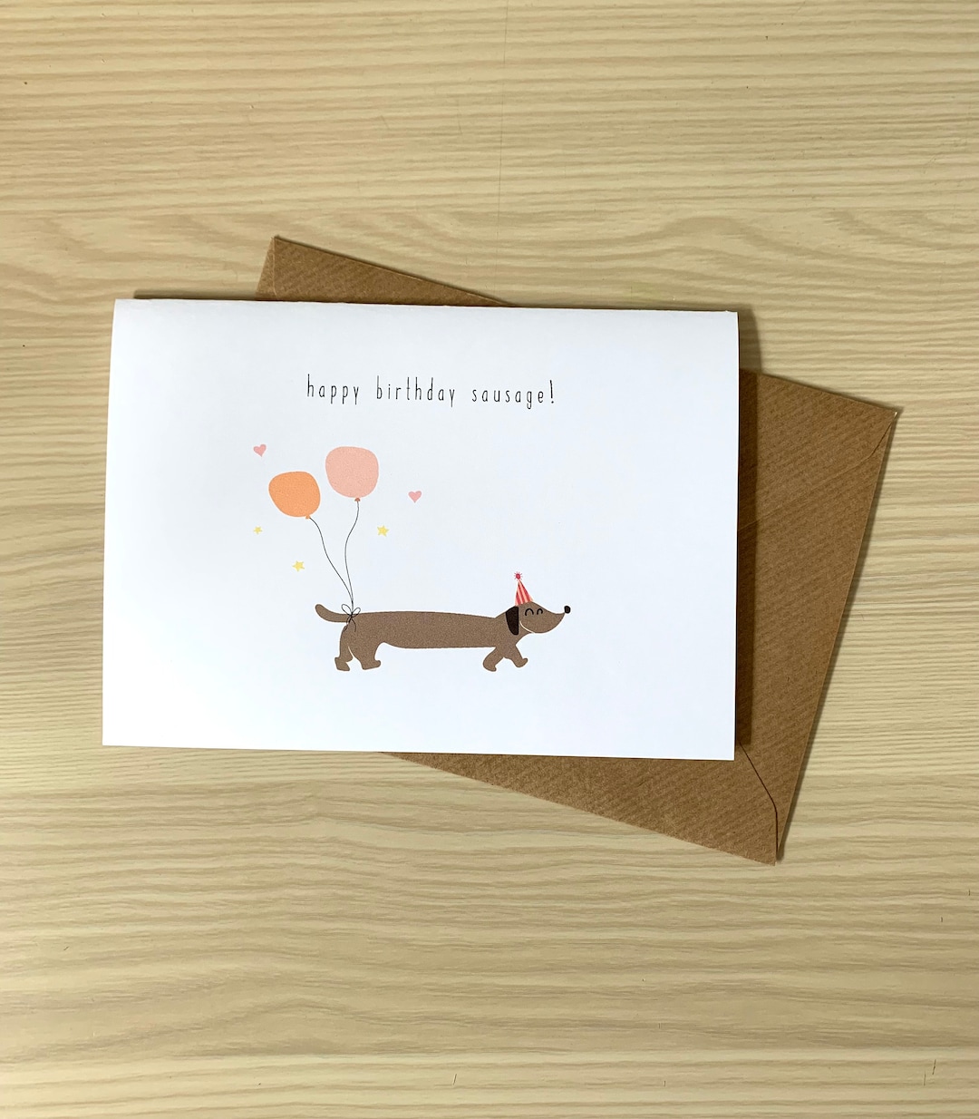 Sausage Dog Happy Birthday Card, Dachshund Happy Birthday Card