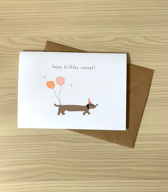 Sausage Dog Happy Birthday Card Dachshund Happy Birthday | Etsy