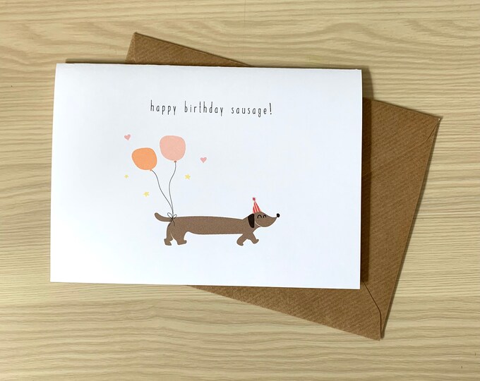 Sausage Dog Happy Birthday Card, Dachshund Happy Birthday Card ...