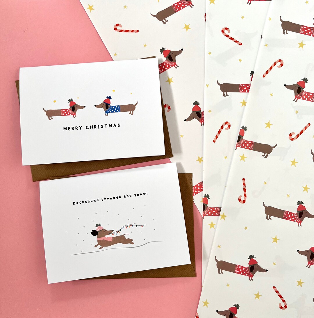 Sausage Dog Christmas Bundle Gift Wrap Cards Christmas Etsy UK
