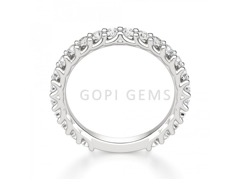 0.80 CT Half Eternity Band With Colorless Moissanite Comfort Etsy