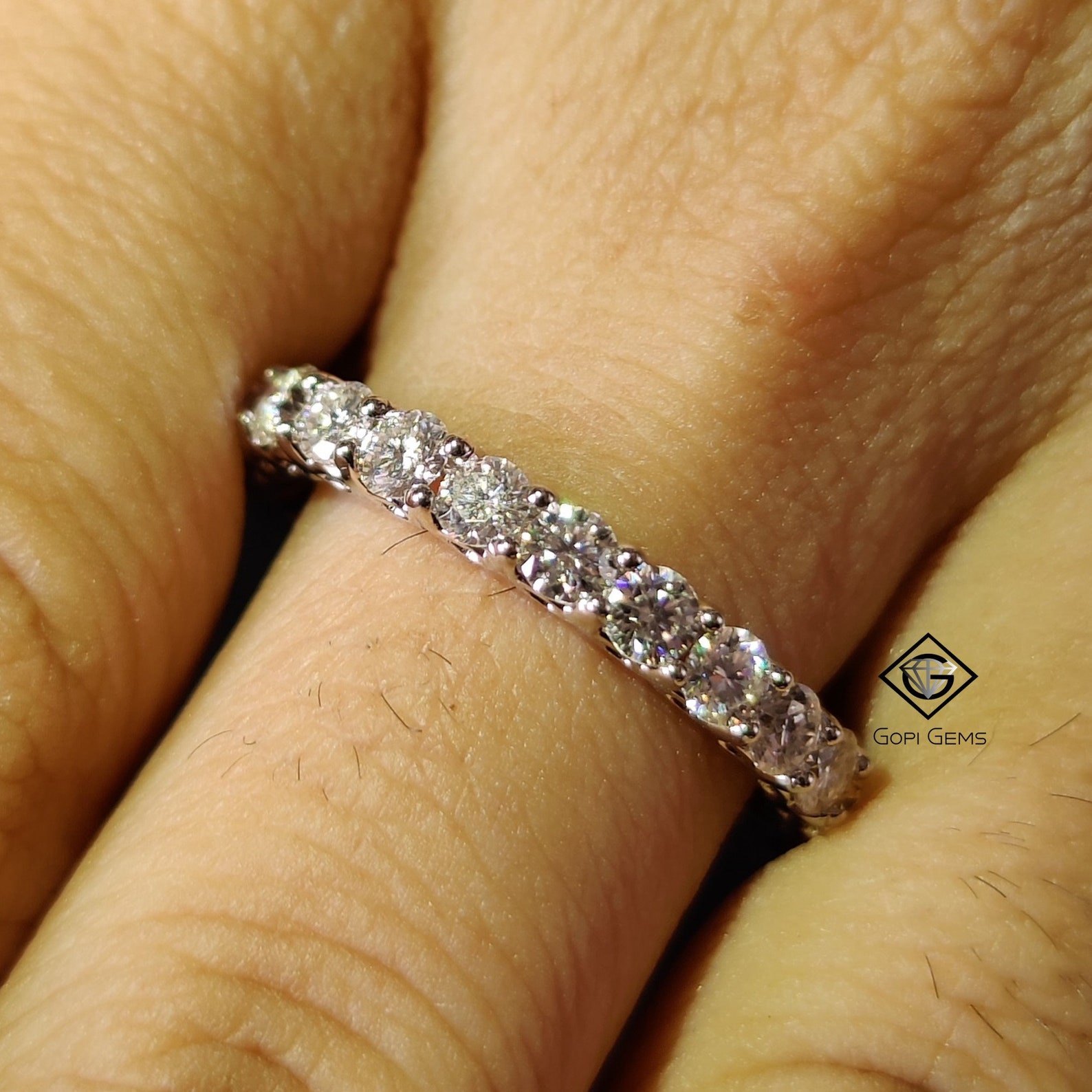 2/3/4 MM Round Moissanite Full Eternity Band / Solid Gold Etsy