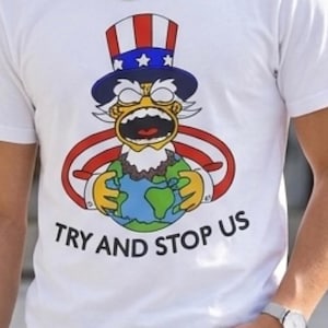 Die Simpsons Homer Onkel Sam T-Shirt, lustiges amerikanisches Touristen-T-Stück