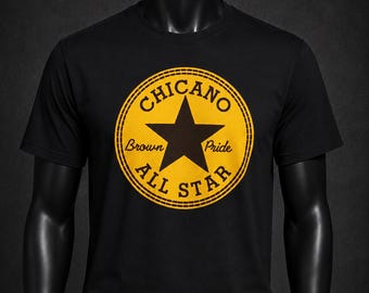Chicano All Star T-Shirt, braunes Stolz-Shirt, mexikanischer Amerikaner, Chicano Streetwear, Lowrider Kultur T-Shirt, Barrio-Stil Grafik