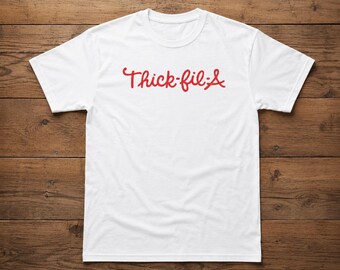 Thick Fil A Script Logo Tee, Fast Food Parody Shirt, Chicken Sandwich Meme Tee