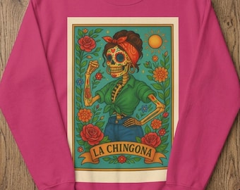 Sudadera con estampado de esqueleto de La Chingona Lotería, estilo Día de Muertos, regalo para ella, mamá, hermana.