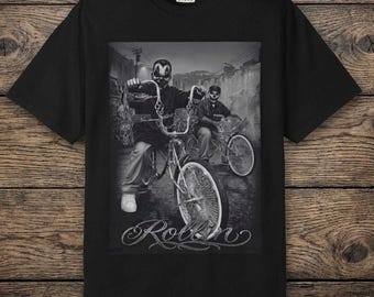 Lowrider Bike Graphic T-Shirt - Chicano Style Streetwear for Men, Women