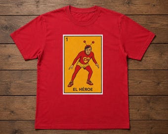El Chapulin Colorado Lotería Tee, Retro Mexican Superhero Graphic Shirt