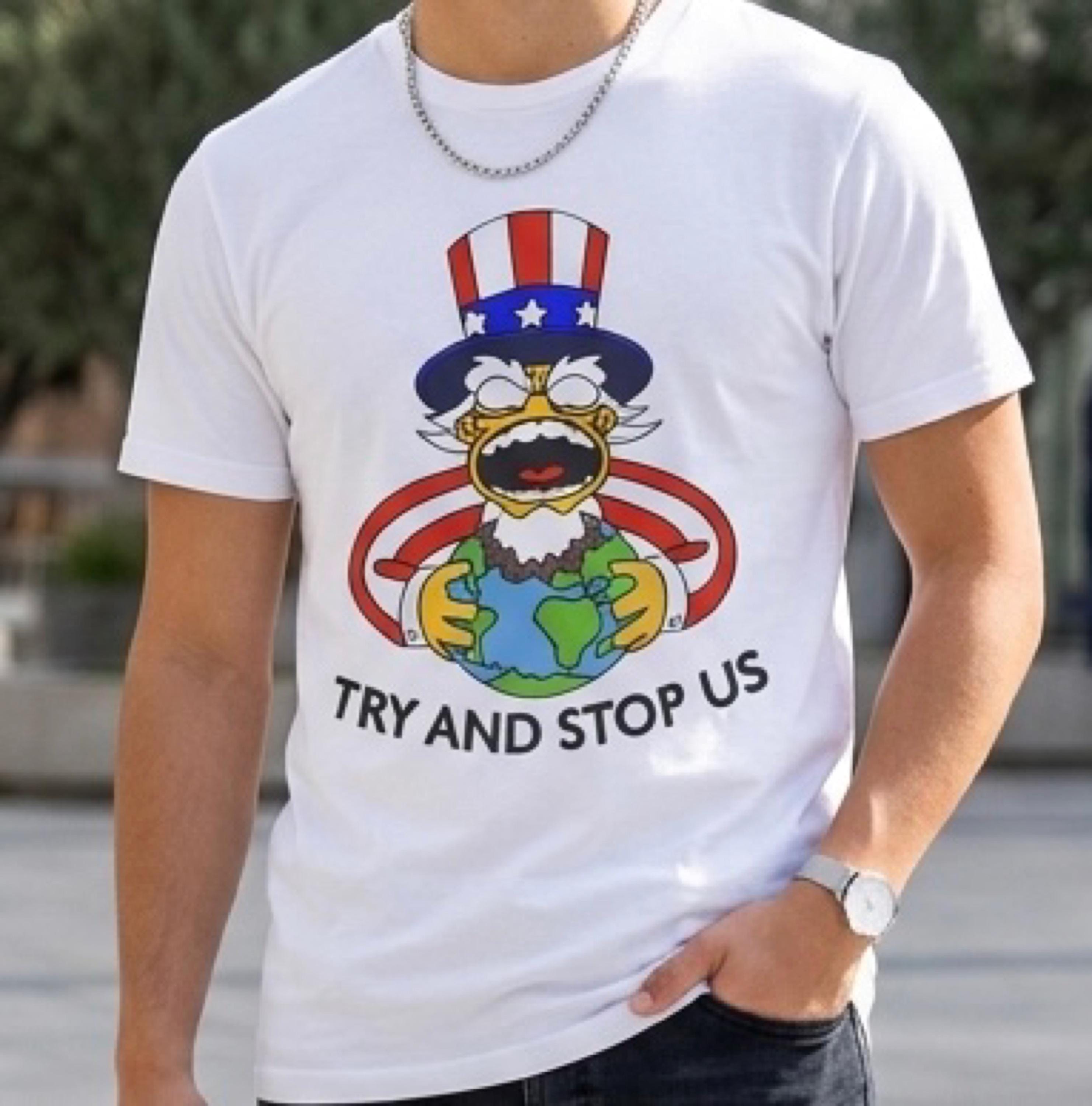 ザ・シンプソンズ ホーマー アンクル・サム Tシャツ、面白いアメリカ人 