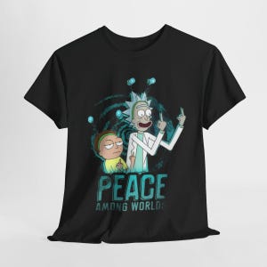 New Rick and Morty Peace Among Worlds T-shirt Size S-5XL Gift Tees Top  For Men Clothing Father Day holiday Present