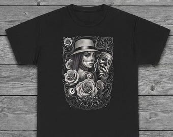 Sonríe ahora, llora después. Belleza, camiseta de arte lowrider.