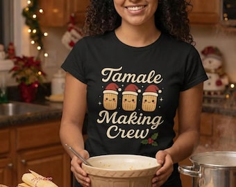 Camiseta de temporada de tamales, camiseta de cuello redondo con estampado de tamales, regalo navideño mexicano para mujeres, camiseta de abuela latina, top navideño en spanglish.