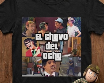 Camiseta de algodón pesado estilo videojuego El Chavo del Ocho