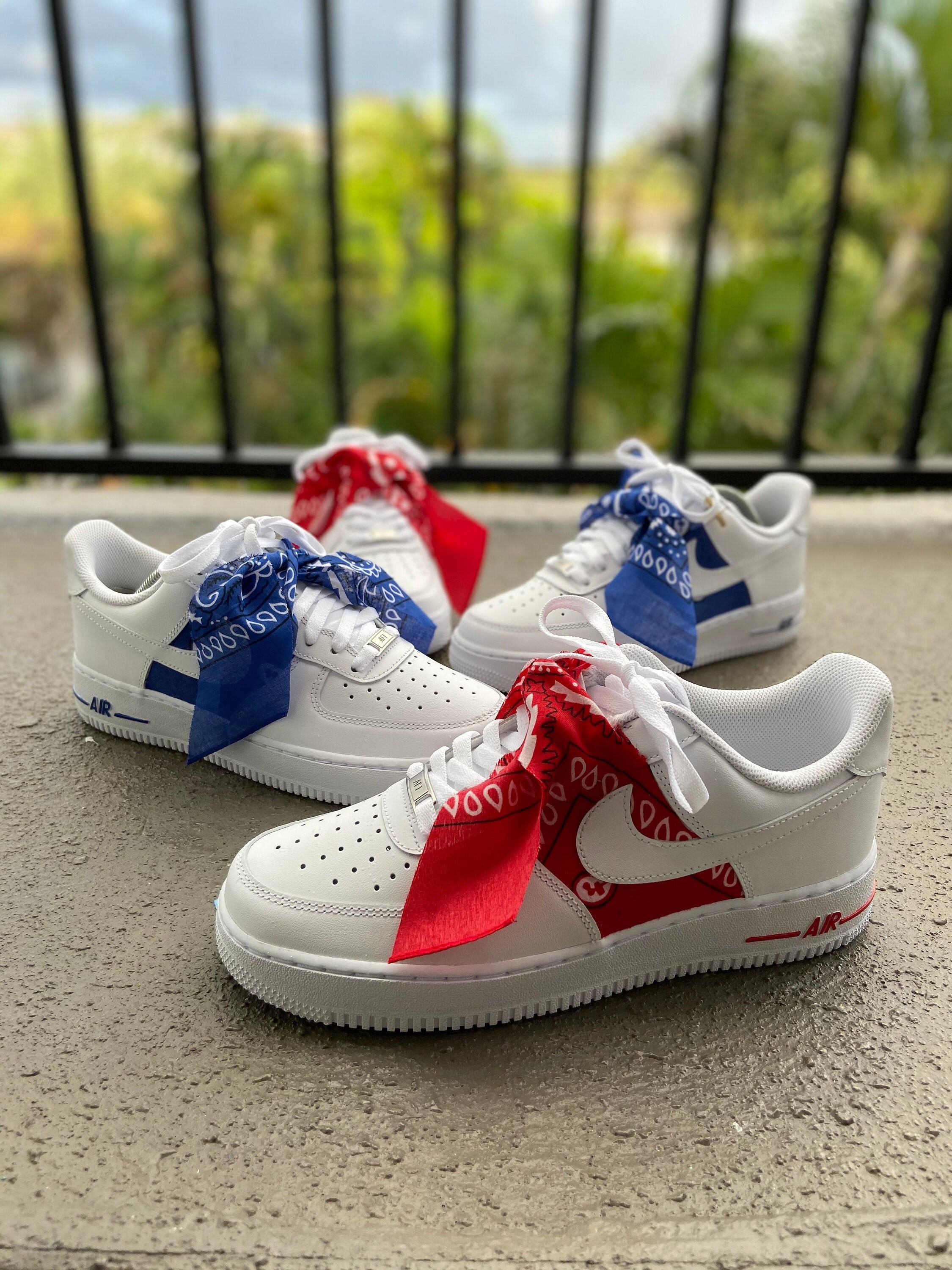 blue bandana nike air force ones