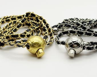 Gold-tone Chain Bag Strap with Leather for Bag Replacement Strap